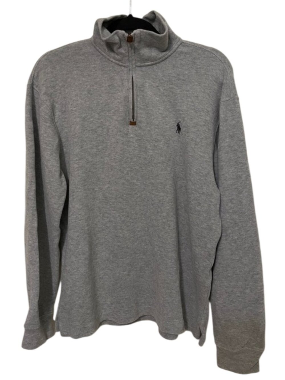 Polo Ralph Lauren Quarter Zip Sweater Top Mens Medium Gray 100% Cotton Pony Logo